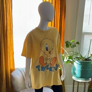 Junk Food Clothing Yellow Tweety Cartoon Short Sleeve Tee